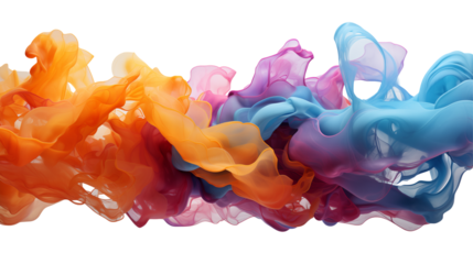 Colorful Swirling Fluid Abstract Paint Design, Pink and Blue Wave Background for Art Themes, isolated on transparent background.