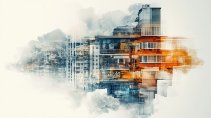 Creative layout showcasing blended tenant profiles in an urban setting with modern architectural elements