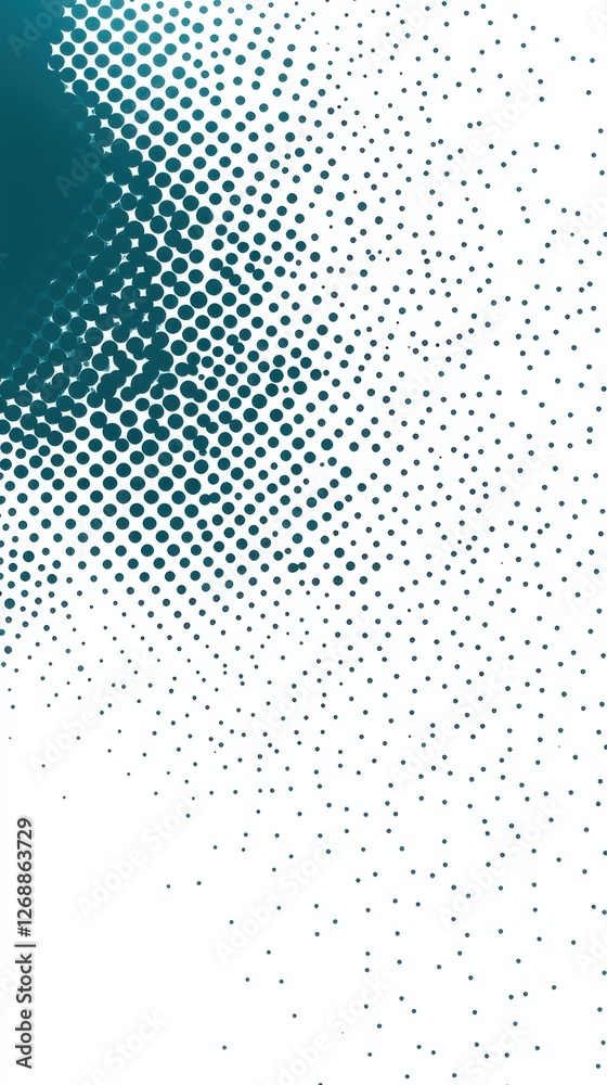 Poster cool halftone composition featuring teal fading in modern design
