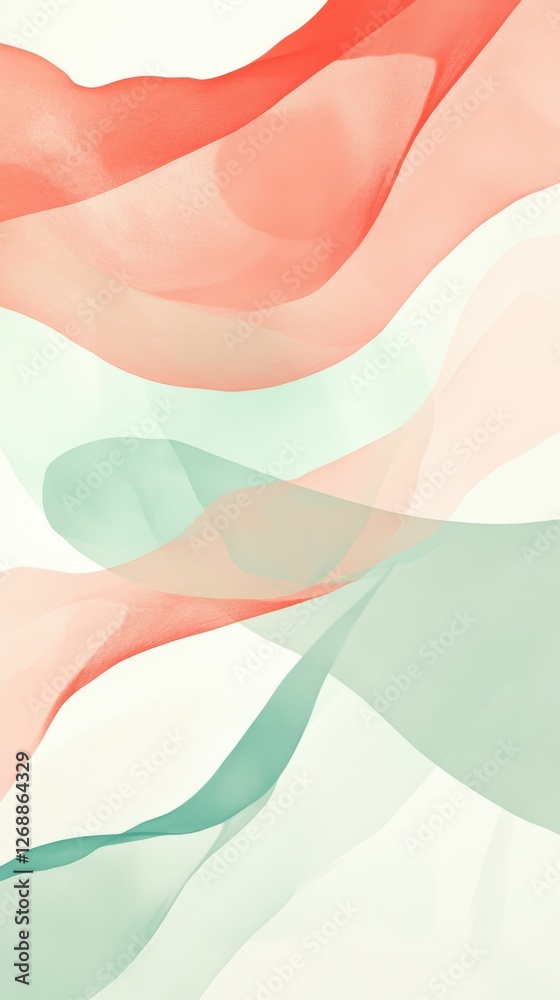 Aufkleber modern abstract composition featuring flowing curves in soft pastel shades on a clean background