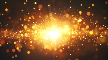 Golden light burst, sparkling effect, dark background, celebratory backdrop
