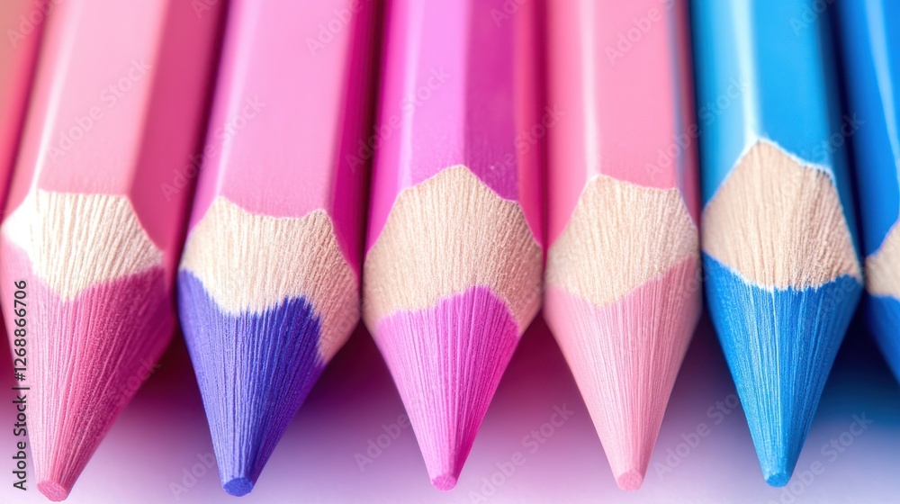 Poster soft pencil strokes create a gradient blend of blue and pink hues in a colorful arrangement of art s