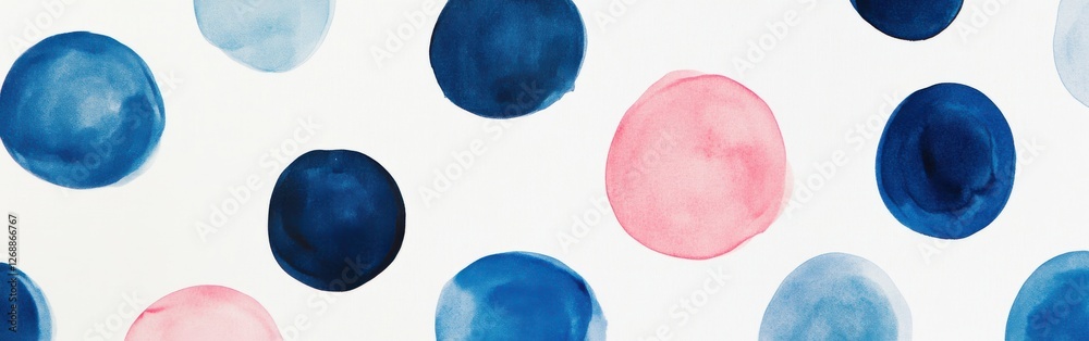 Aufkleber soft pencil strokes create a playful pattern of blue and pink circles on a white background