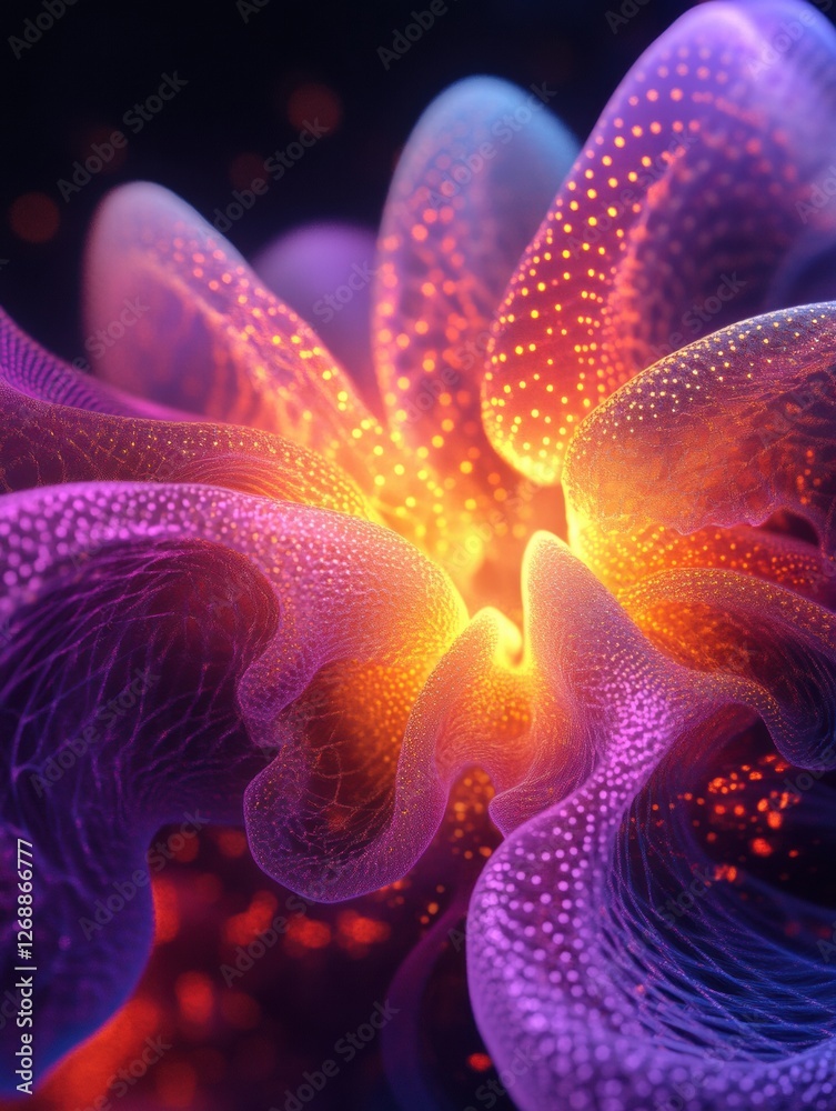 Leinwandbilder Colorful abstract representation of swirling energy and light emanating in vibrant patterns. Generative AI