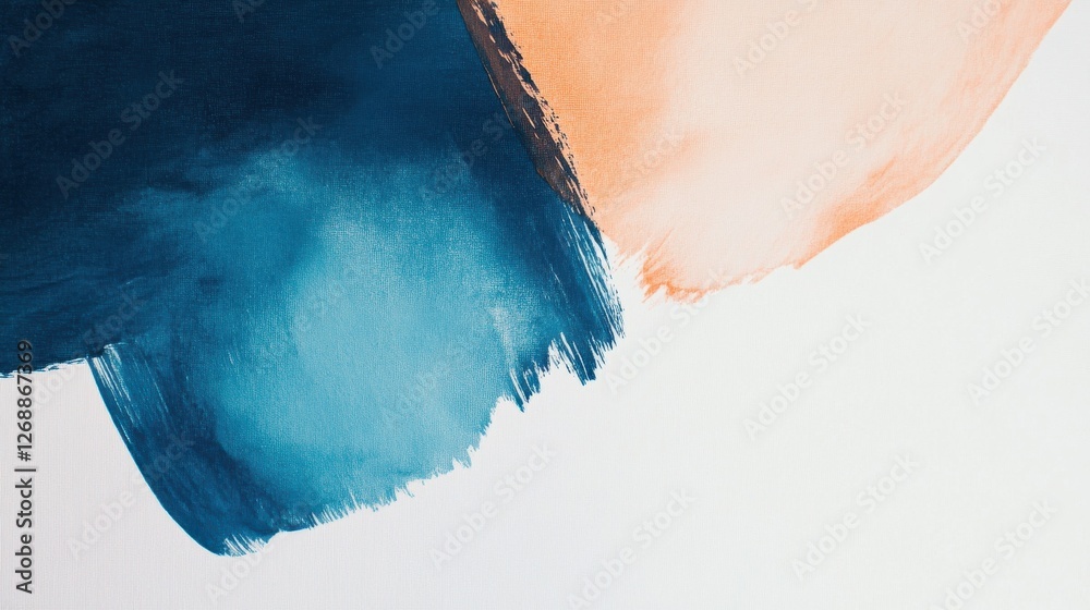 Poster bold brush strokes create a striking contrast on a minimalist white canvas in contemporary art setti