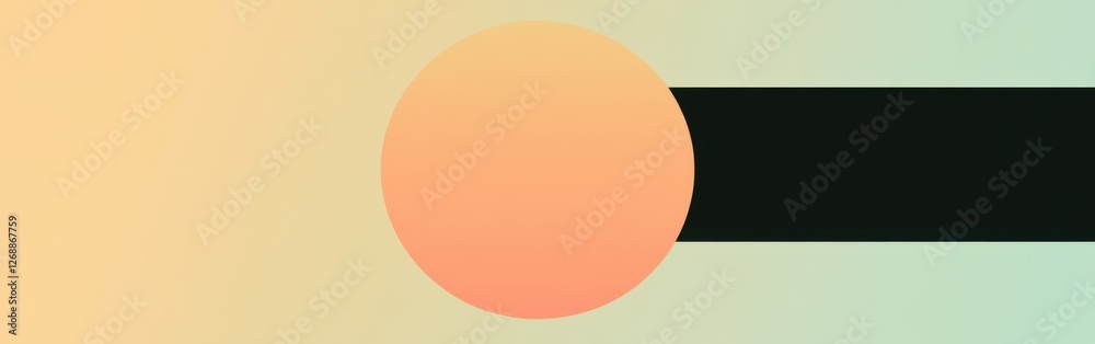 Aufkleber Gradient circle transitioning from soft peach to light green in a minimalist design setting