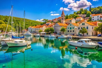 Croatian Island Marina Summer: Picturesque Boats & Turquoise Waters - Vertical Video
