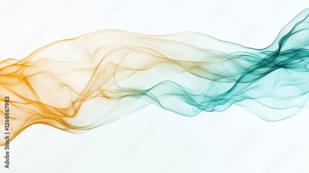 Aufkleber Flowing lines of pencil strokes in golden and teal create a mesmerizing abstract design with harmonious movement