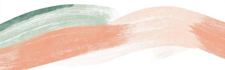 Fototapeta premium Faint pencil strokes create arcs in muted mint and soft peach tones, enhancing a tranquil atmosphere in contemporary art style