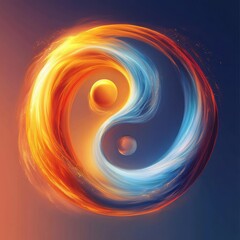 Abstract representation of yin and yang with fire and ice
