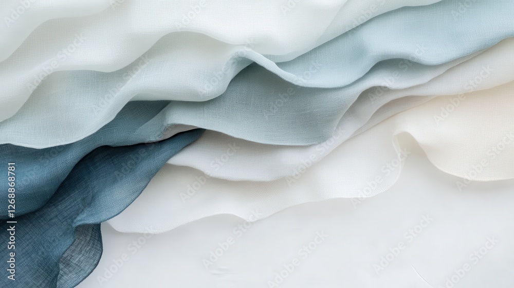 Aufkleber elegant fabric layers in muted blue shades create a calming aesthetic for any design setting