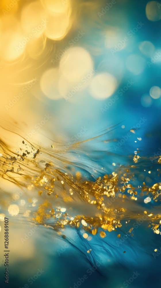 Fototapete vibrant gold and blue abstract bokeh shot creating an enchanting visual experience of light and colo