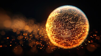 Stunning Abstract Sphere with Glowing Connections and Particles