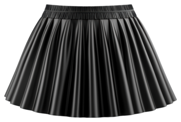 Black Pleated Mini Skirt Fashionable Womenswear Isolated on Transparent Background