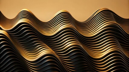 Abstract Gold and Black Wave Pattern