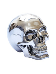 Isolated Chrome Skull with Clean Reflection