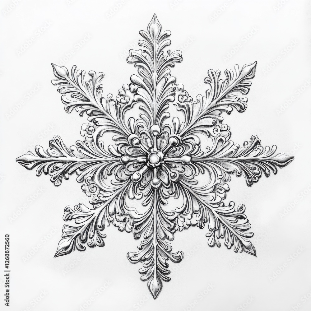 Aufkleber intricate snowflake illustration showcasing unique and detailed patterns on a crisp winter day