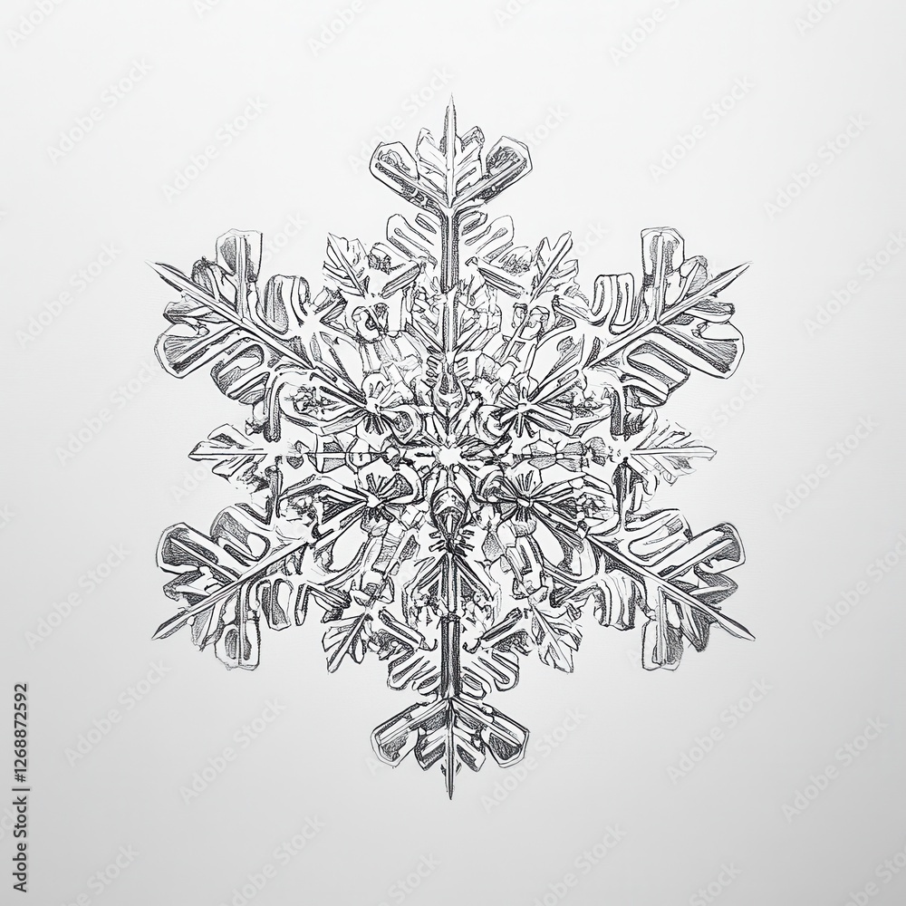 Aufkleber intricate symmetrical snowflake design captured in fine detail illustrating nature's unique artistry