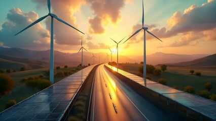 Fototapeta premium Renewable Transportation Landscape