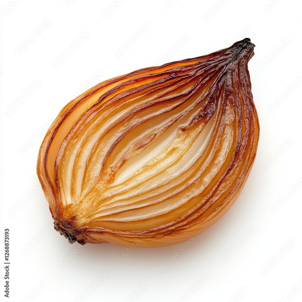 Poster roasted onion slice with caramelized edges showcasing vibrant color and texture