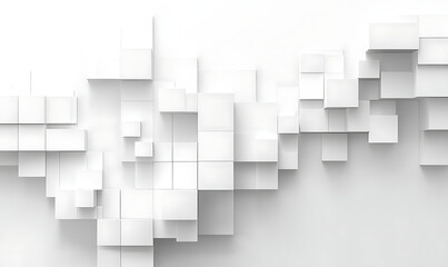 Fototapeta premium Random shifted white cube boxes block the background wallpaper banner