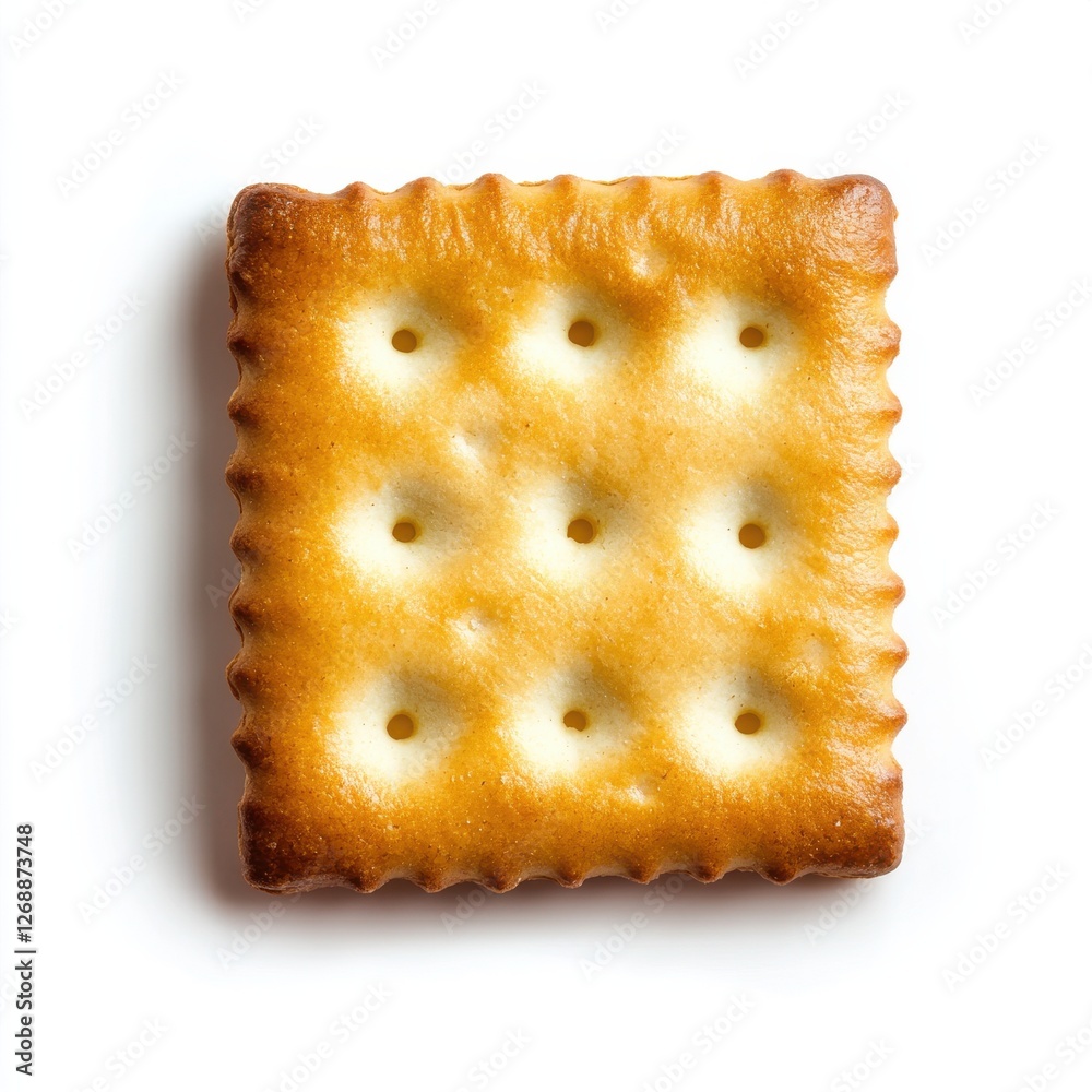 Poster Cracker with golden brown hue resting on a white surface ready for serving as a snack or appetizer