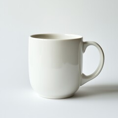 Fototapeta premium Ceramic coffee mug showcasing a smooth and glossy finish against a light background for a minimalist aesthetic