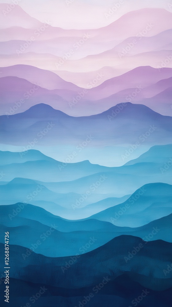 Poster serene gradient of aqua and soft lilac hues creates a calming atmosphere reminiscent of tranquil lan