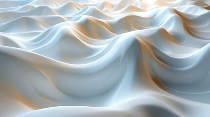 Obraz premium A serene abstract background featuring soft, flowing waves with a smooth texture in white and golden hues.