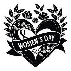 Minimalist vector illustration for International Women's Day with symbolic feminine elements