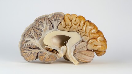 Cross-section of Human Brain Showing Anatomy and Structure Details