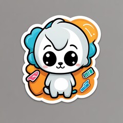 Naklejka premium Cute cartoon puppy character with bandages 