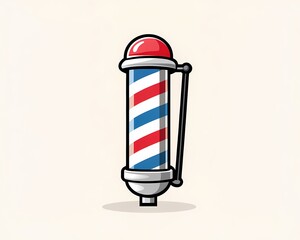 Simple cartoon barber pole with red cap and clean background / Poste de barber&iacute;a caricatura simple con tapa roja y fondo claro