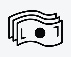 Money Bill Cash Notes Banknotes Bank Wealth Pieces Currency Dollar Outline Line Shape Icon Sign Symbol Illustration Artwork Graphic Vector