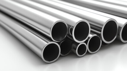 Shiny Steel Pipes Industrial Metal Tubes Background iron chrome glossy