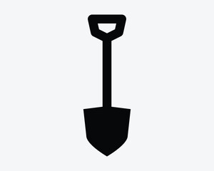 Shovel Hand Tool Hardware Garden Gardening Dig Hole Shape Outline Spade Plant Farm Farming Black White Icon Sign Symbol Graphic Illustration Vector