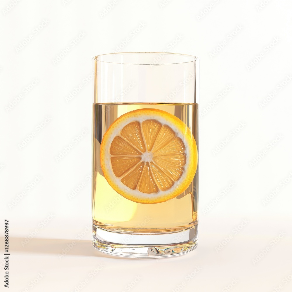 Poster refreshing iced tea with lemon slice served in clear glass for a summer afternoon delight