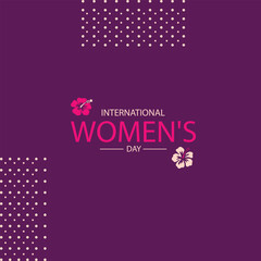 International Women's Day Celebration Design with Hibiscus Flowers and Feminine Accents