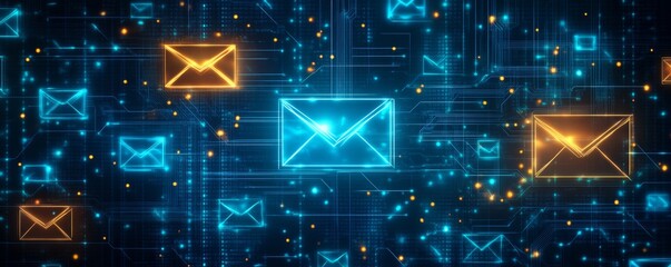 Digital Emails Flowing Network Background
