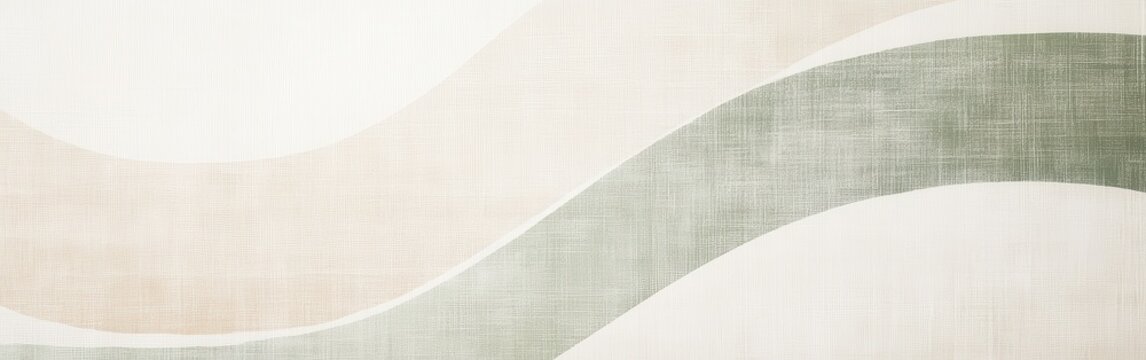 Muted green pencil strokes create sweeping arcs with a calming presence on textured fabric
