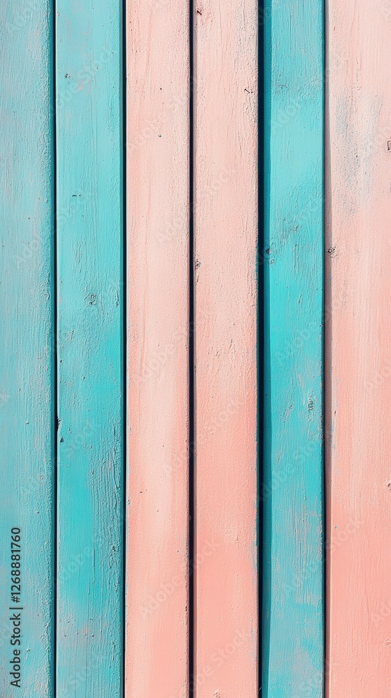 Poster Vibrant gradient lines create a serene atmosphere in a turquoise and pink backdrop with a vertical design