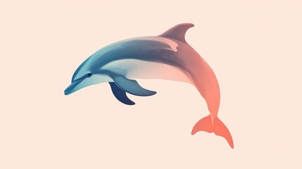 Fototapeta premium Soft silhouette of a dolphin leaping gracefully against a pastel backdrop at twilight