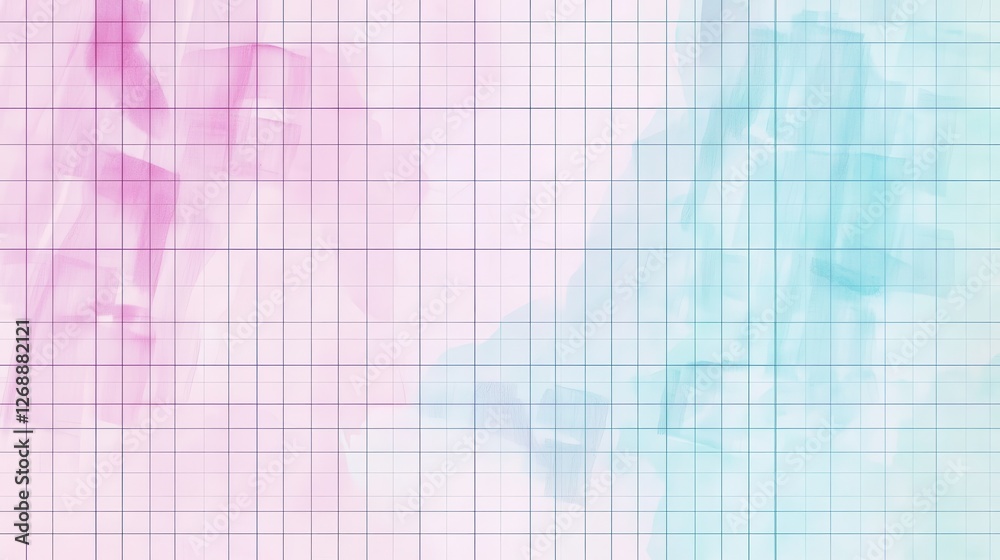 Fototapete Soft pastel background featuring fragmented patterns with grid lines adding subtle structure and depth for creative projects