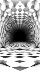 Abstract geometric tunnel with white patterns