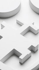 Abstract white geometric shapes on smooth background
