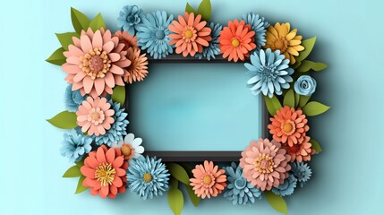 Frame with flowers and paper art for international womens day celebration on march 8