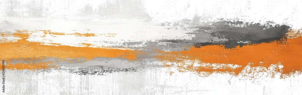 Poster minimalist abstract art featuring unfinished amber and gray strokes on a light background
