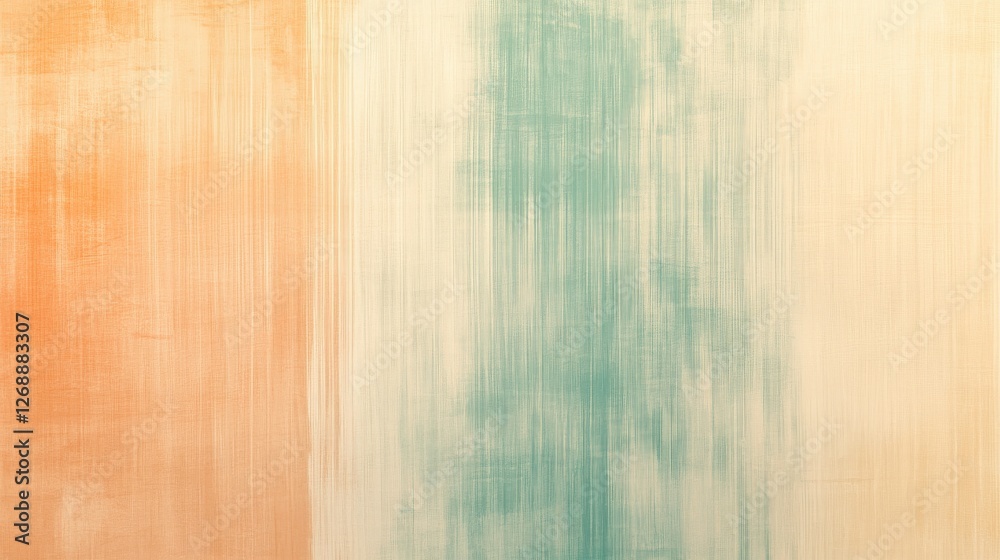 Poster minimalist pencil strokes create a soft pastel gradient of orange and teal, evoking a serene atmosph