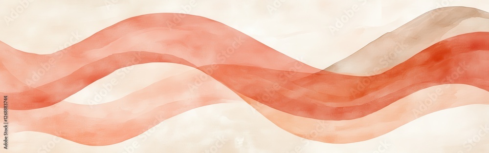 Poster Flowing pencil strokes create a serene minimalist design with gentle waves of color on a soft background