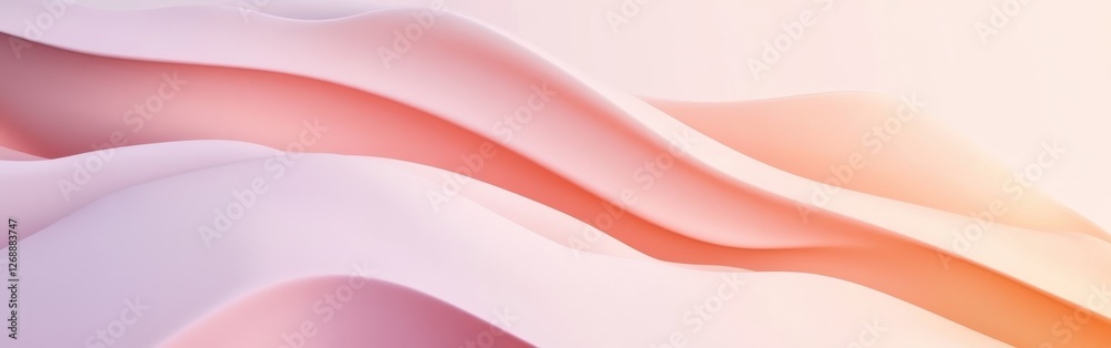 Poster Elegant minimalist design with soft gradient waves in pastel shades creating a serene visual experience